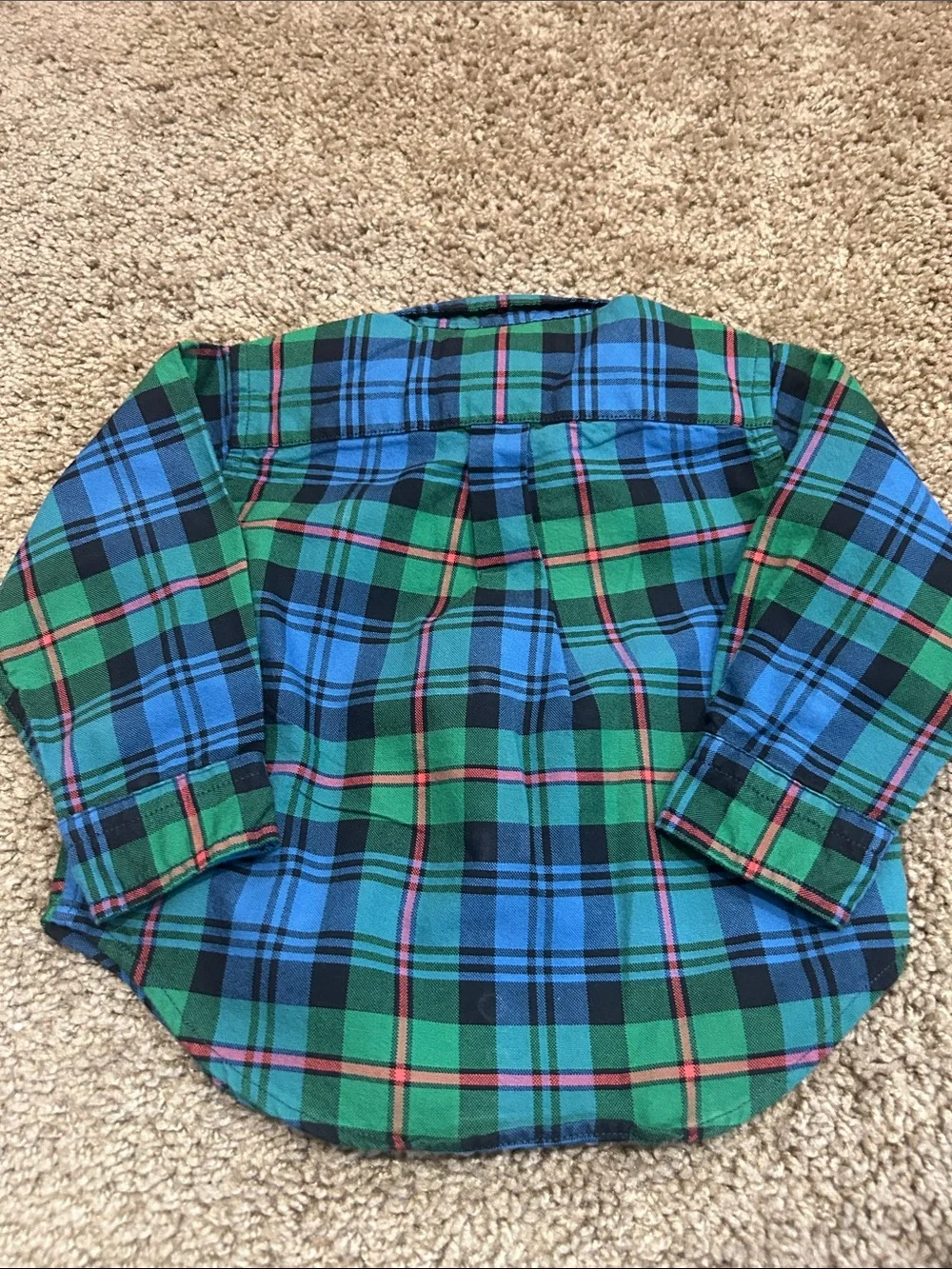Ralph Lauren Kids Blue Knit Pullover with Green & Yellow Button-Downs
